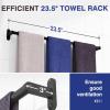 imageTowel Rack for Bathroom  235quot Rustproof Towel Holder Sturdy Towel Bar Wall Mounted SpaceSaving Towel Hanger Bathroom Accessories Home Decor Apparment Essentials Black