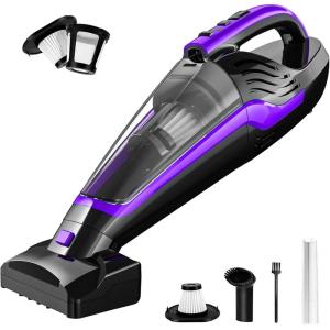 imagePet Hair Handheld Vacuum Car Vacuum Portable Cordless Rechargeable with Reusable Filter and Motorized Brush for Carpet Couch ampamp Stairs Red 174quotX 46quotX 66quotPurple